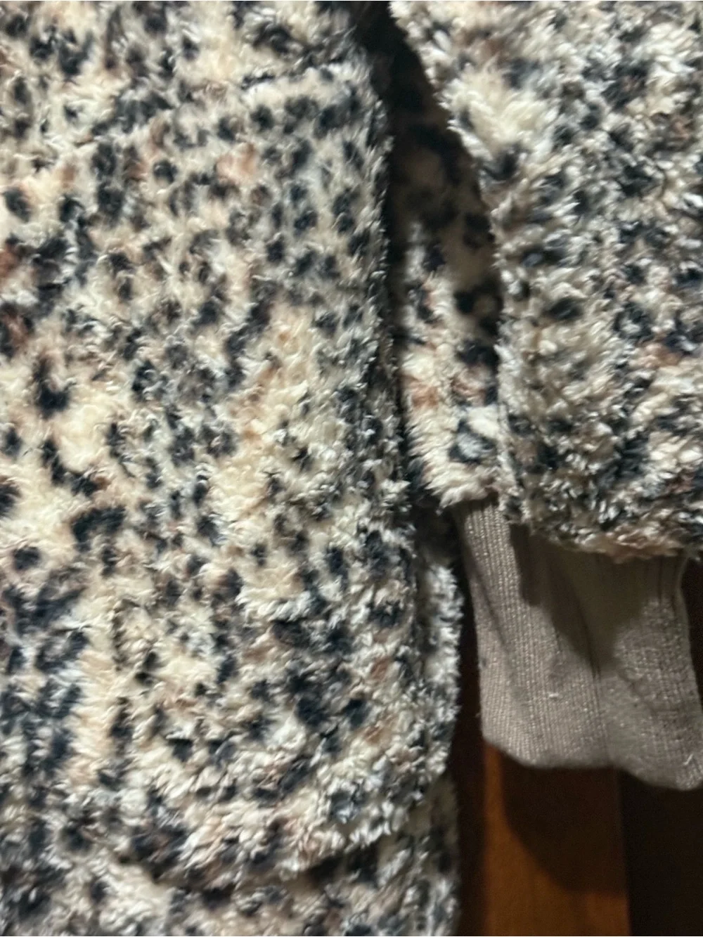Leopard Print Cozy Hooded Cardigan - Beige/Black super soft !!!